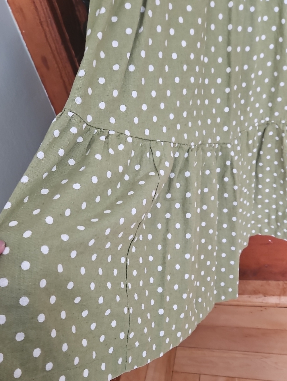 Abercrombie & Fitch Green Polka Dot Midi Dress - Picture 7 of 10
